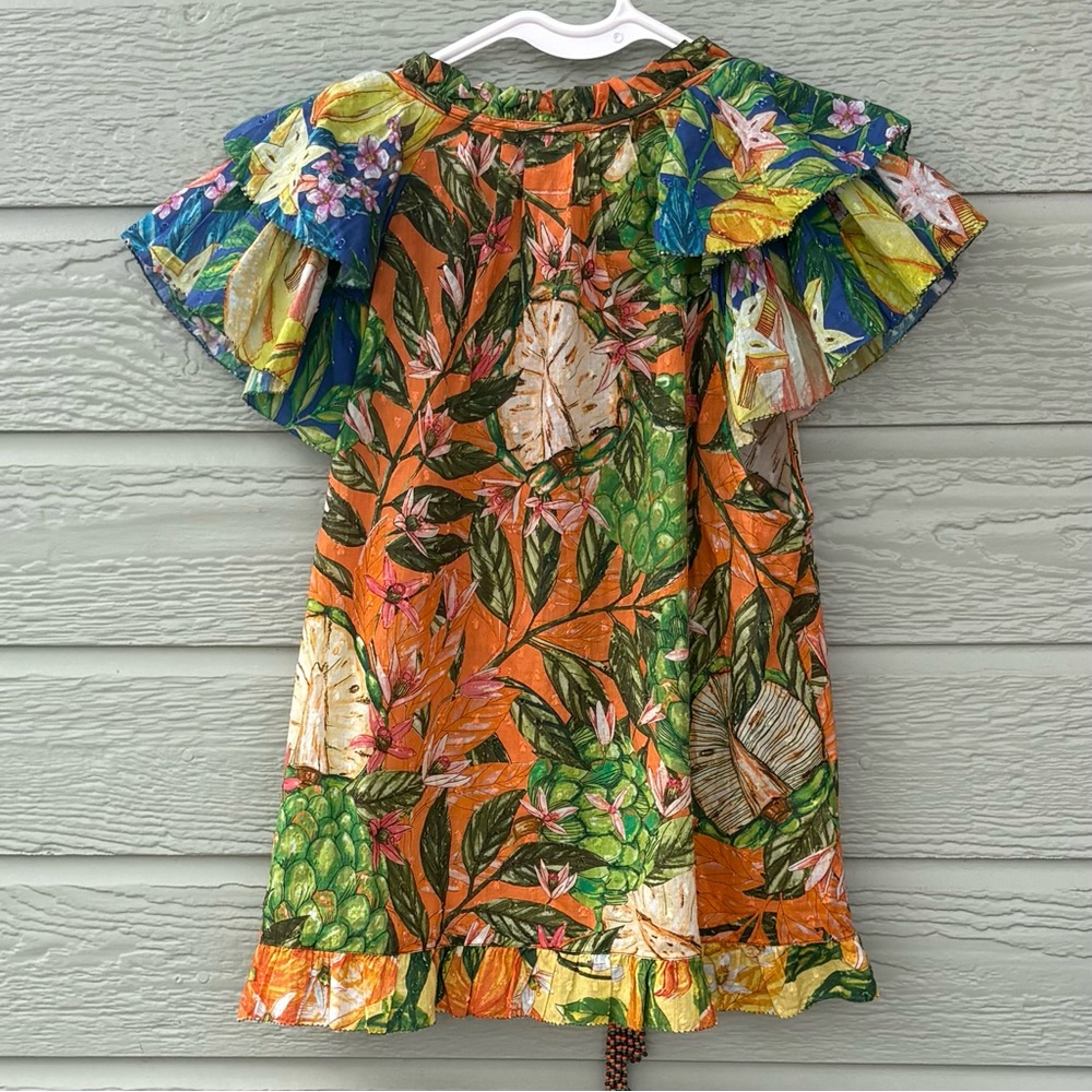 Farm Rio Sleeveless Ruffled Dotted Swiss Top. Extra Small. - Picture 6 of 9